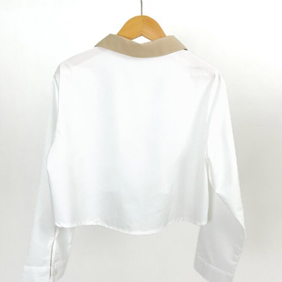 Eightiin Milly Contrast Collar Shirt | White Button Down Top | NWT | Size Small - Picture 2 of 8